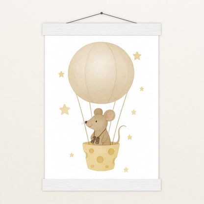 Mimi die Maus - Motiv: "Heißluftballon" Poster mit Leisten von tinylearner