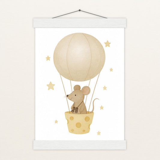 Mimi die Maus - Motiv: "Heißluftballon" Poster mit Leisten von tinylearner