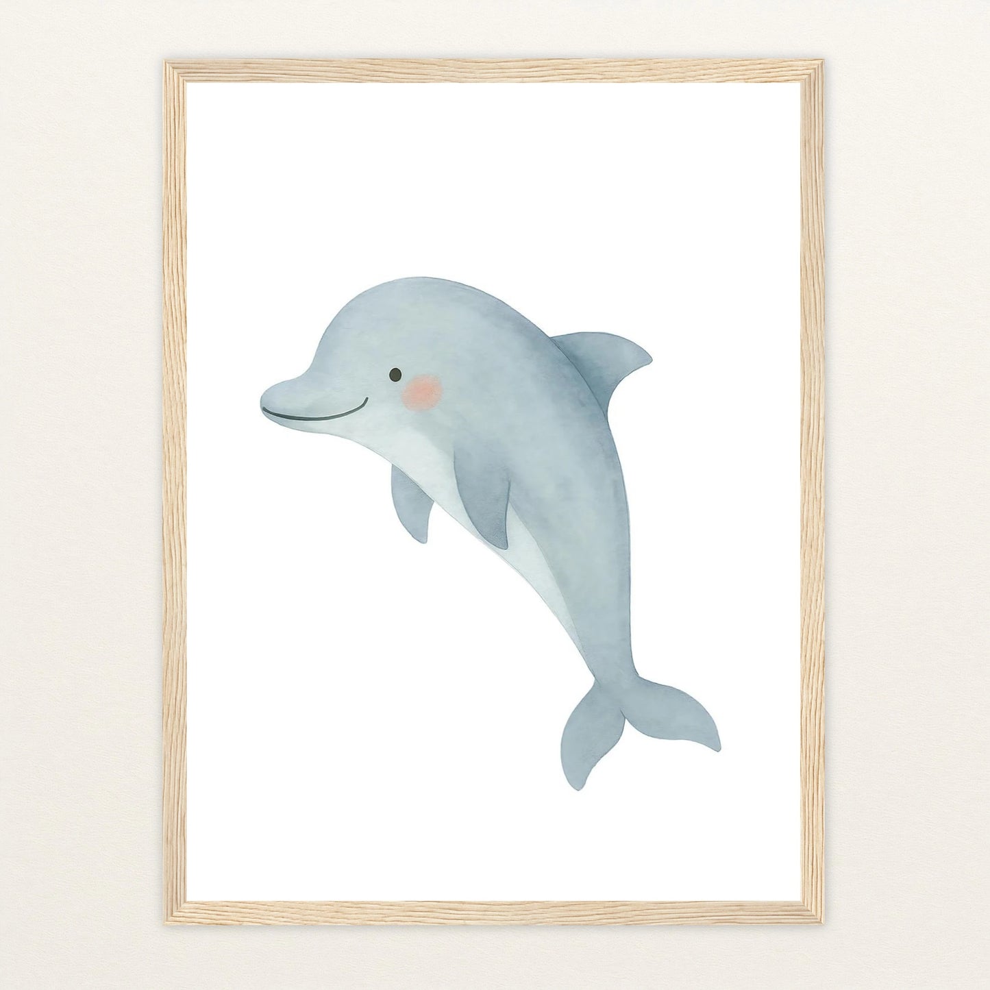 Dora der Delfin Poster mit Holzrahmen von tinylearner