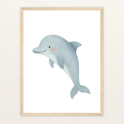 Dora der Delfin Poster mit Holzrahmen von tinylearner