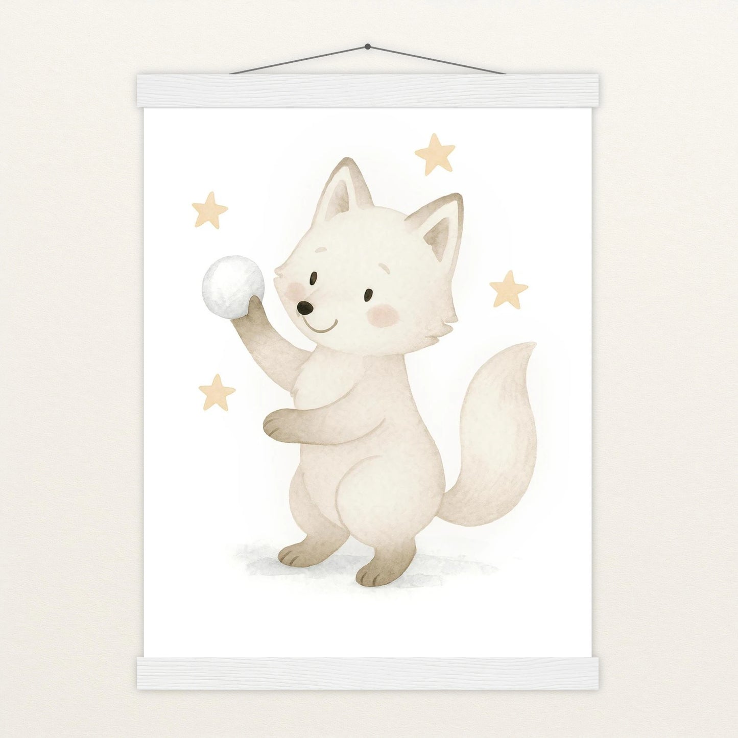 Pino der Polarfuchs - Motiv: "Schneeball" Poster mit Leisten von tinylearner