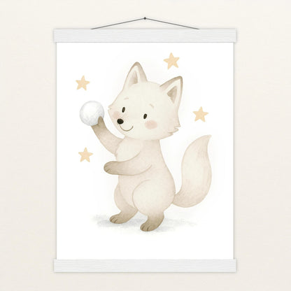 Pino der Polarfuchs - Motiv: "Schneeball" Poster mit Leisten von tinylearner