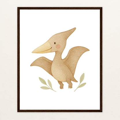 Dinosaurier Pteranodon Poster mit Holzrahmen von tinylearner