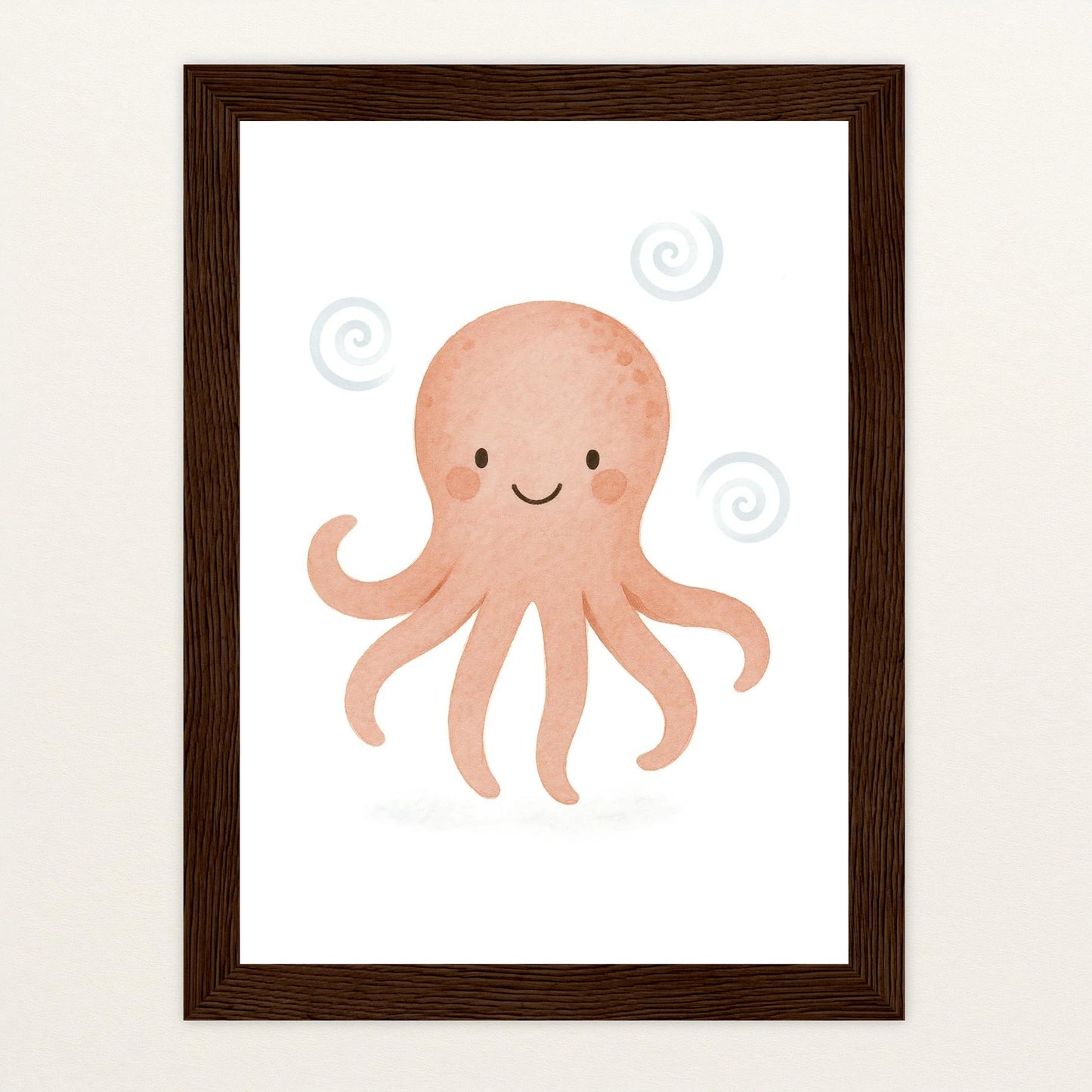 Tilli der Tintenfisch Poster mit Holzrahmen von tinylearner