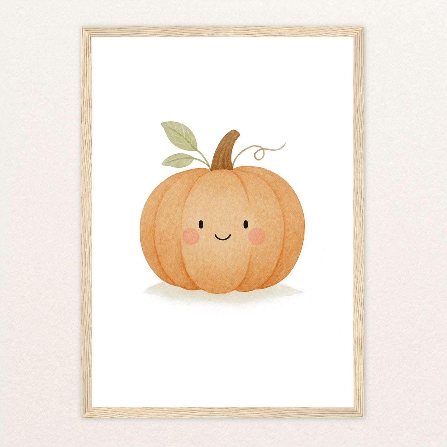 Gemüse: Kürbis Poster mit Holzrahmen von tinylearner