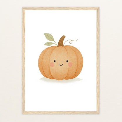 Gemüse: Kürbis Poster mit Holzrahmen von tinylearner