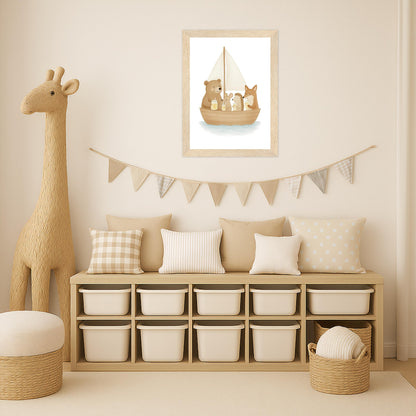 Tierfreunde - Motiv: "Segelschiff" Poster mit Holzrahmen von tinylearner