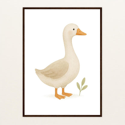 Gusi die Gans Poster mit Holzrahmen von tinylearner