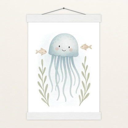 Quinn die Qualle Poster mit Leisten von tinylearner