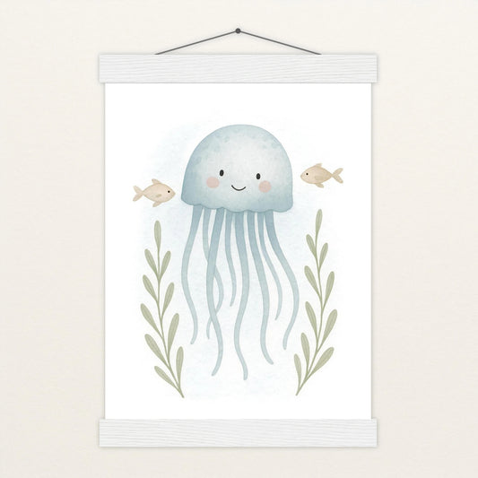 Quinn die Qualle Poster mit Leisten von tinylearner