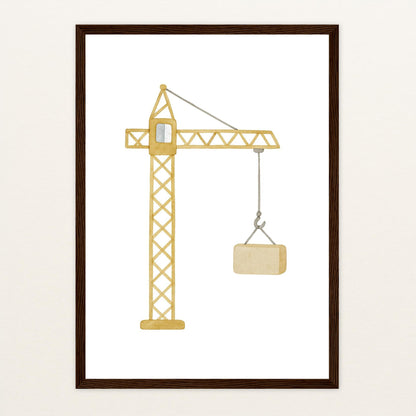 Kran Poster mit Holzrahmen von tinylearner