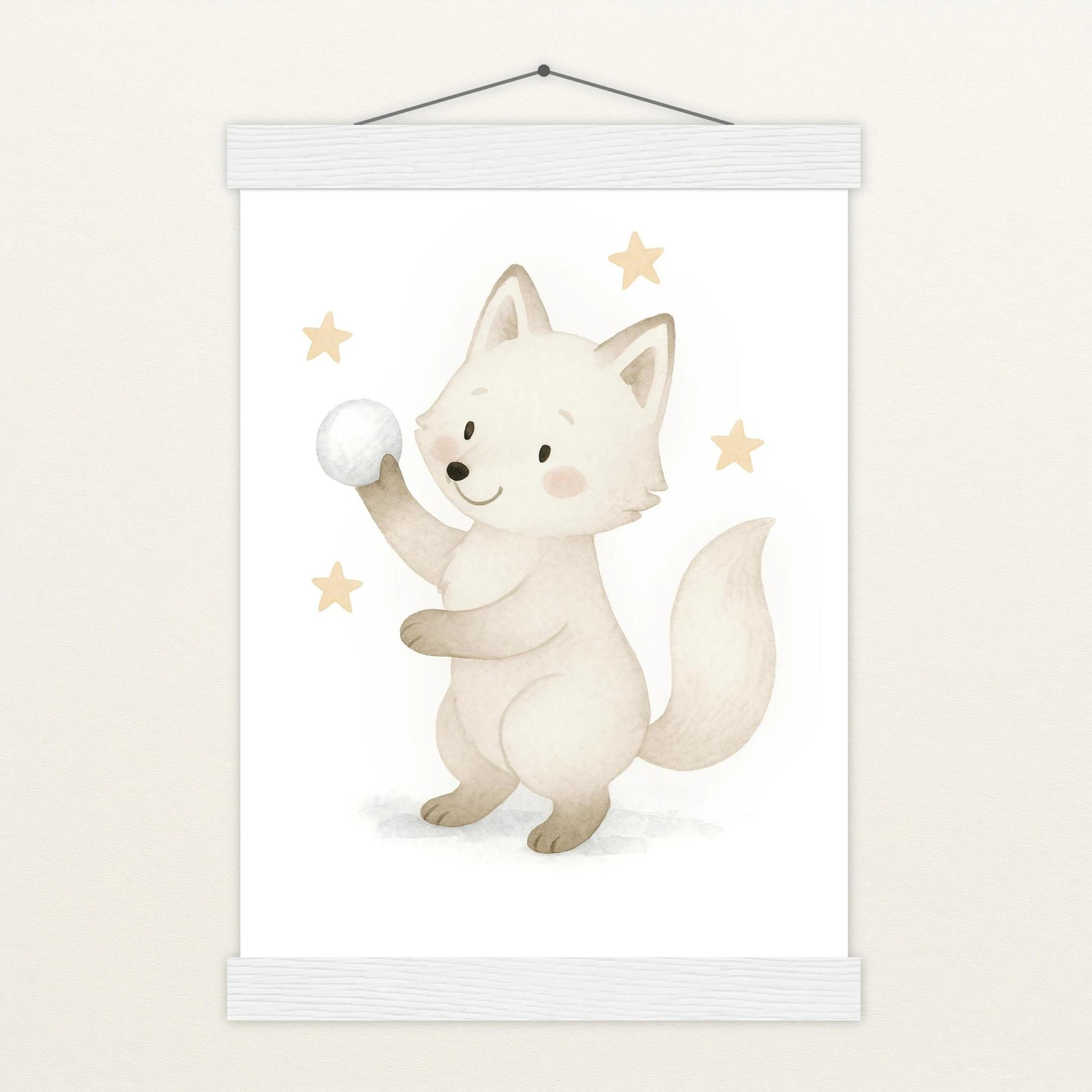 Pino der Polarfuchs - Motiv: "Schneeball" Poster mit Leisten von tinylearner