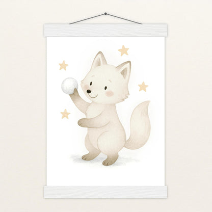 Pino der Polarfuchs - Motiv: "Schneeball" Poster mit Leisten von tinylearner