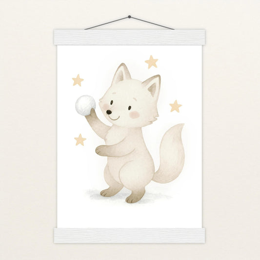 Pino der Polarfuchs - Motiv: "Schneeball" Poster mit Leisten von tinylearner