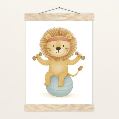 Leo der Löwe - Motiv: "Workout" Poster mit Leisten von tinylearner