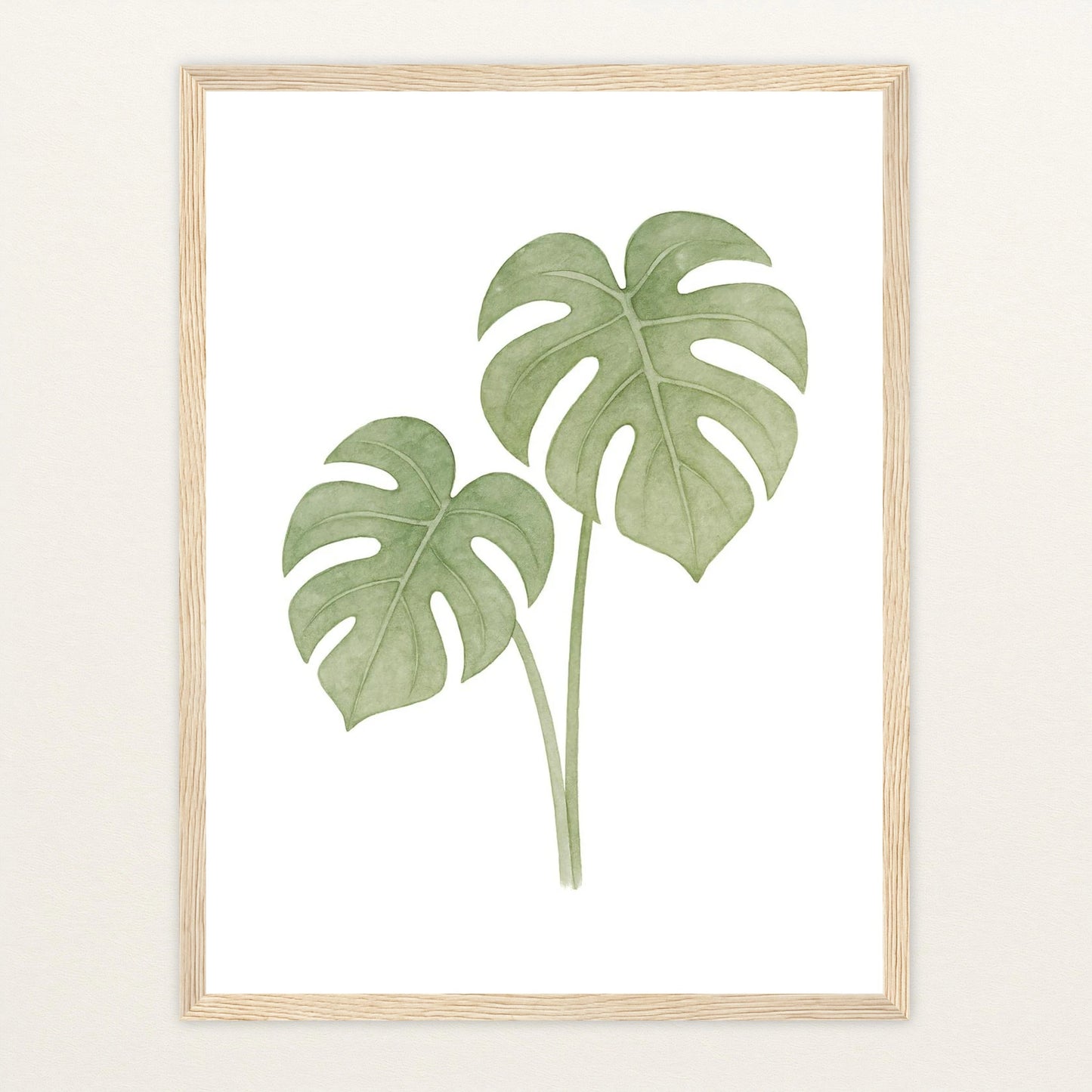 Monstera-Blätter Poster mit Holzrahmen von tinylearner