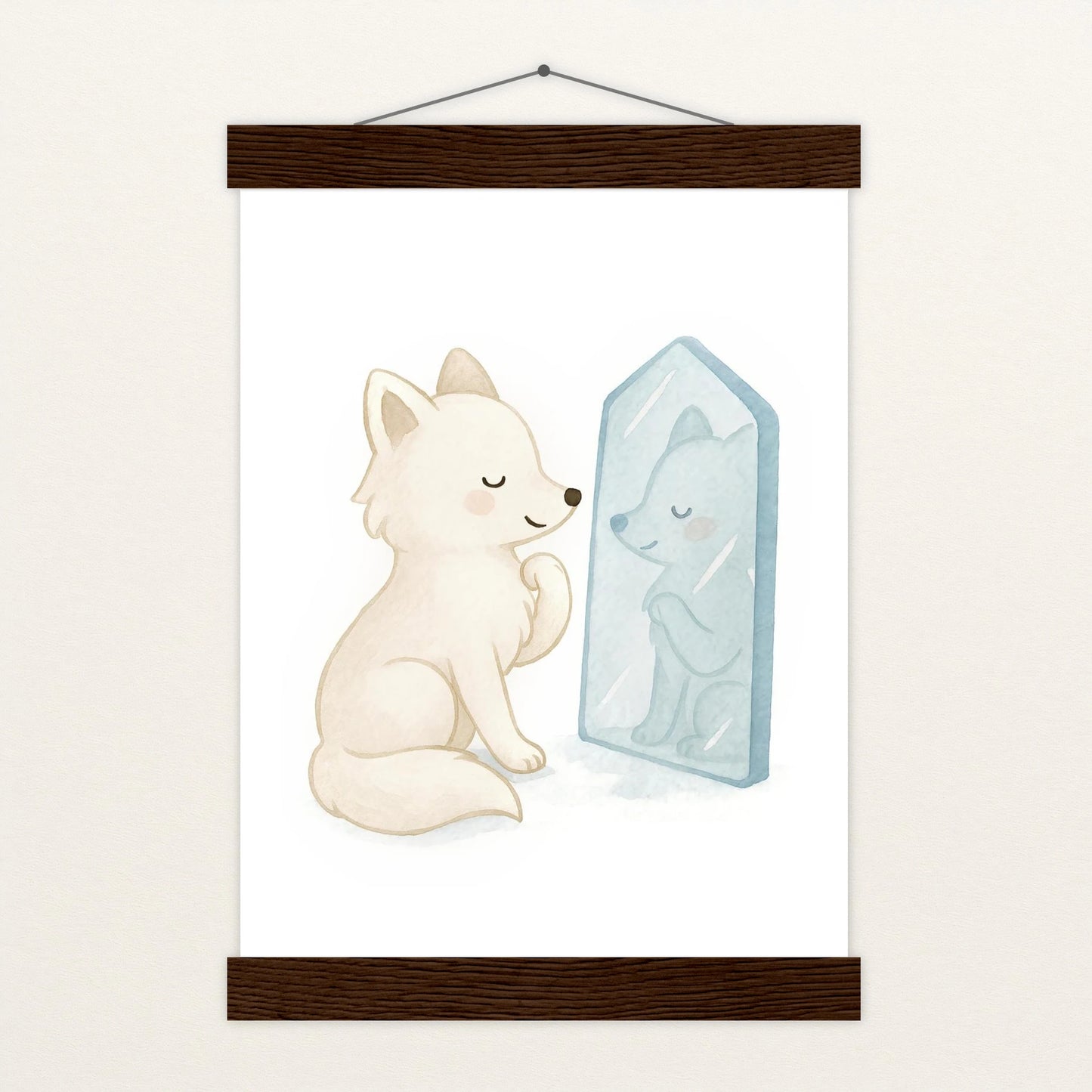 Pino der Polarfuchs - Motiv: "Spiegel" Poster mit Leisten von tinylearner