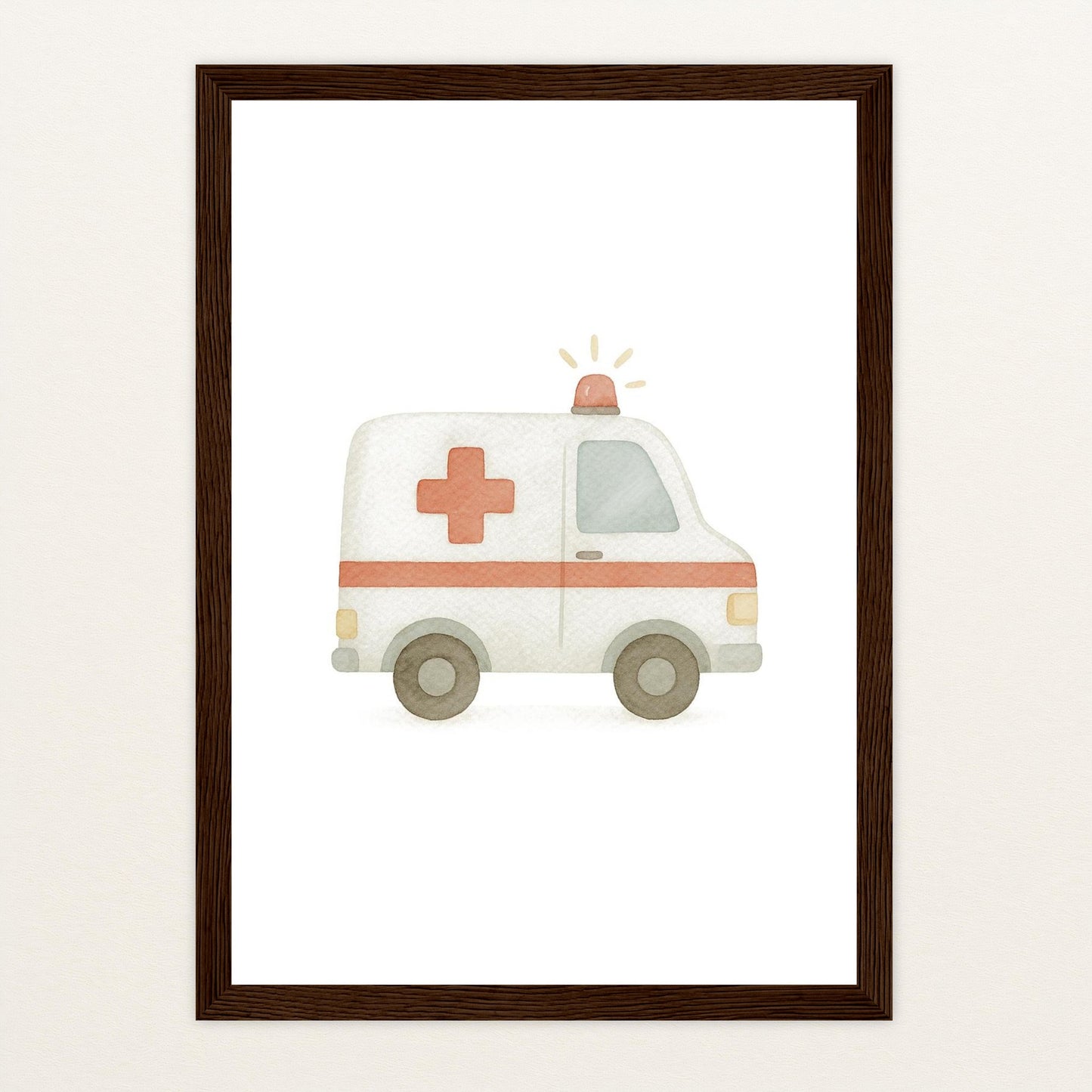 Krankenwagen Poster mit Holzrahmen von tinylearner