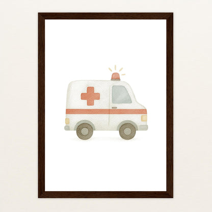 Krankenwagen Poster mit Holzrahmen von tinylearner