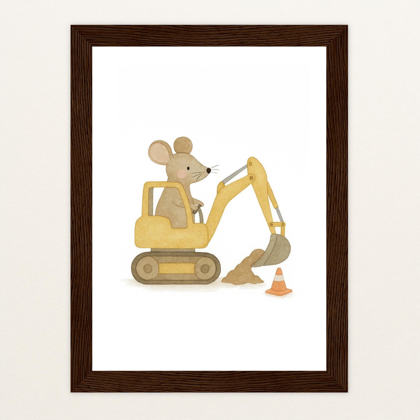 Mimi die Maus - Motiv: "Bagger" Poster mit Holzrahmen von tinylearner