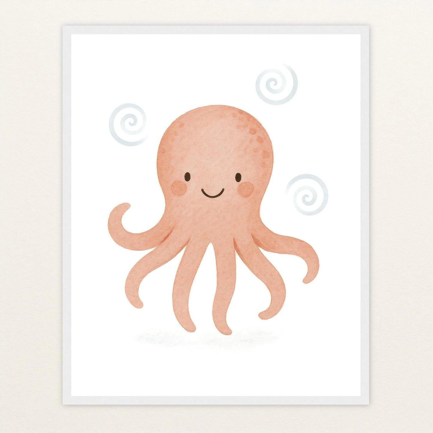 Tilli der Tintenfisch Poster mit Holzrahmen von tinylearner