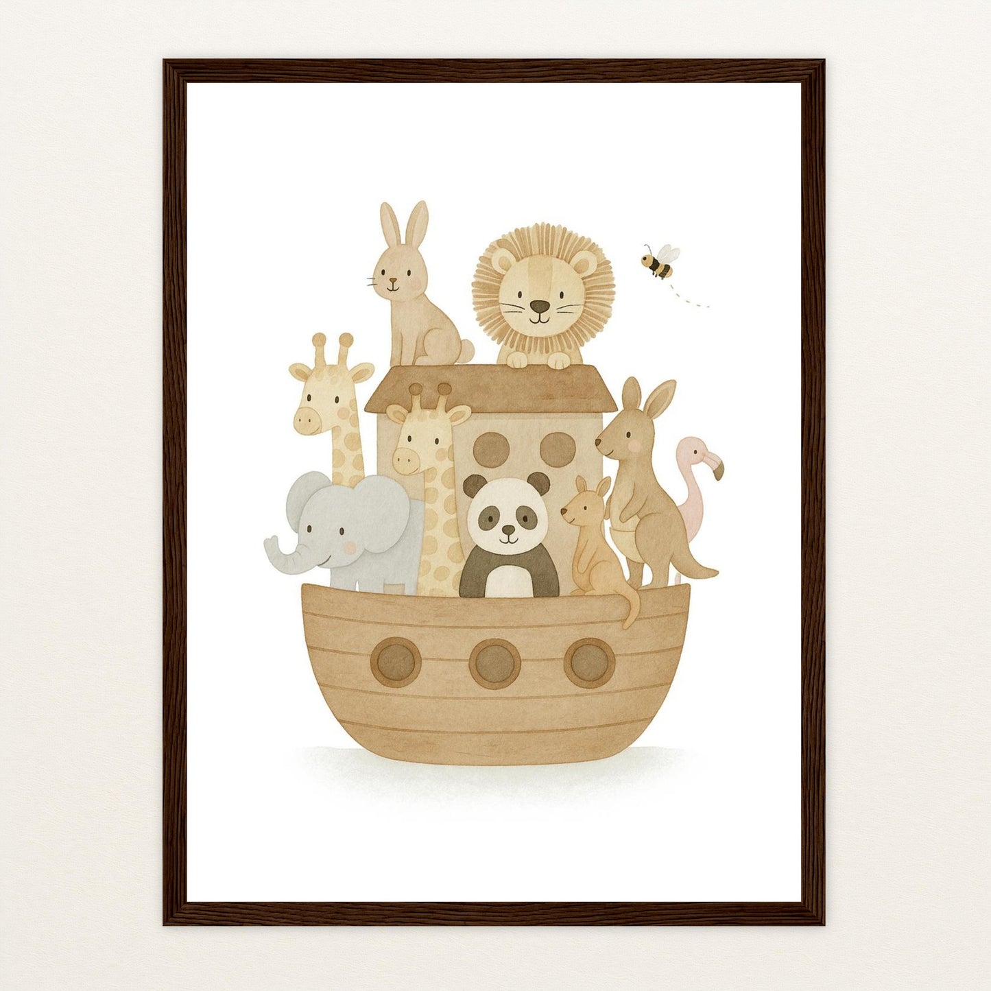 Tierfreunde - Motiv: "Arche Noah" Poster mit Holzrahmen von tinylearner