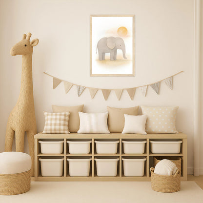Emil der Elefant - Motiv: "Sonne" Poster mit Holzrahmen von tinylearner
