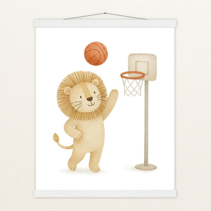 Leo der Löwe - Motiv: "Basketball" Poster mit Leisten von tinylearner