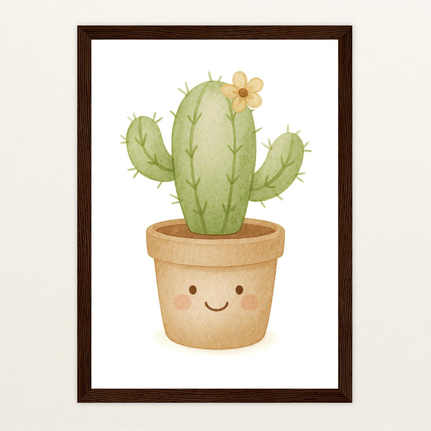 Kaktus Poster mit Holzrahmen von tinylearner