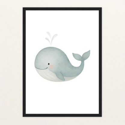 Willi der Wal Poster mit Holzrahmen von tinylearner