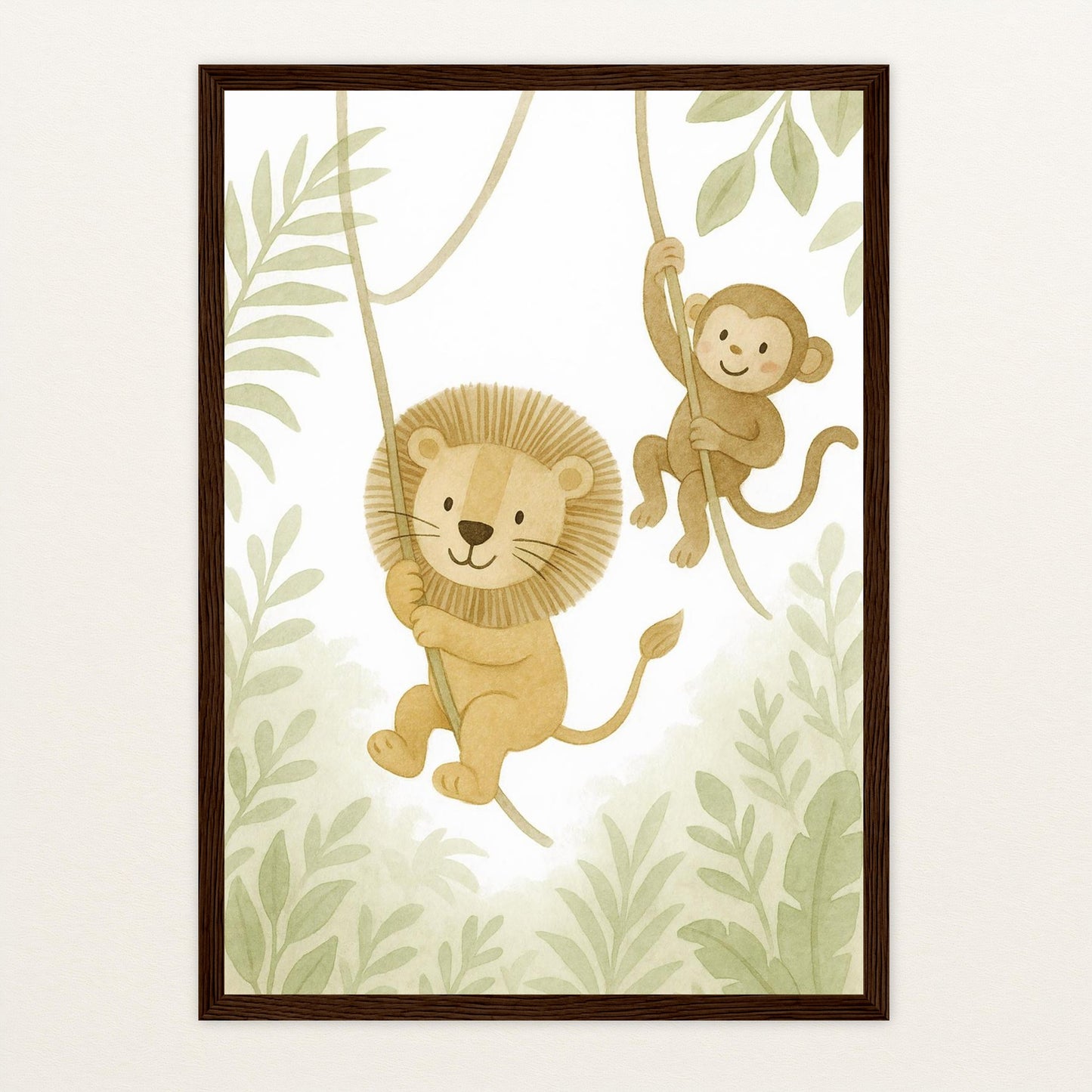 Tierfreunde - Motiv: "Lianen" Poster mit Holzrahmen von tinylearner