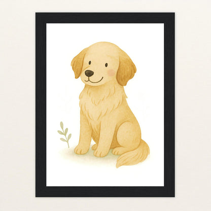 Hugo der Hund Poster mit Holzrahmen von tinylearner