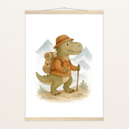 Dinosaurier T-Rex - Motiv: "Wandern" Poster mit Leisten von tinylearner