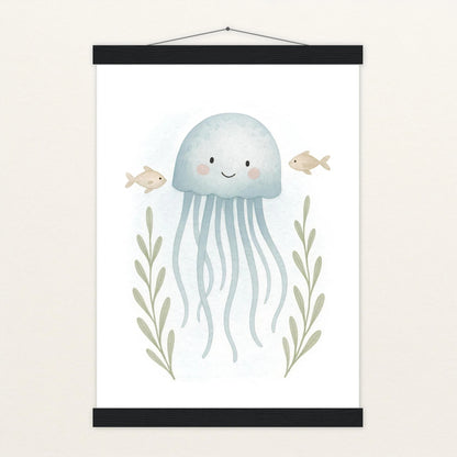 Quinn die Qualle Poster mit Leisten von tinylearner