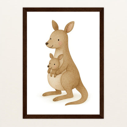 Kängu das Känguru Poster mit Holzrahmen von tinylearner