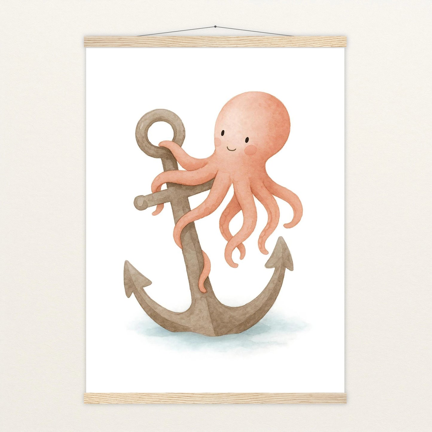 Tilli der Tintenfisch - Motiv: "Anker" Poster mit Leisten von tinylearner