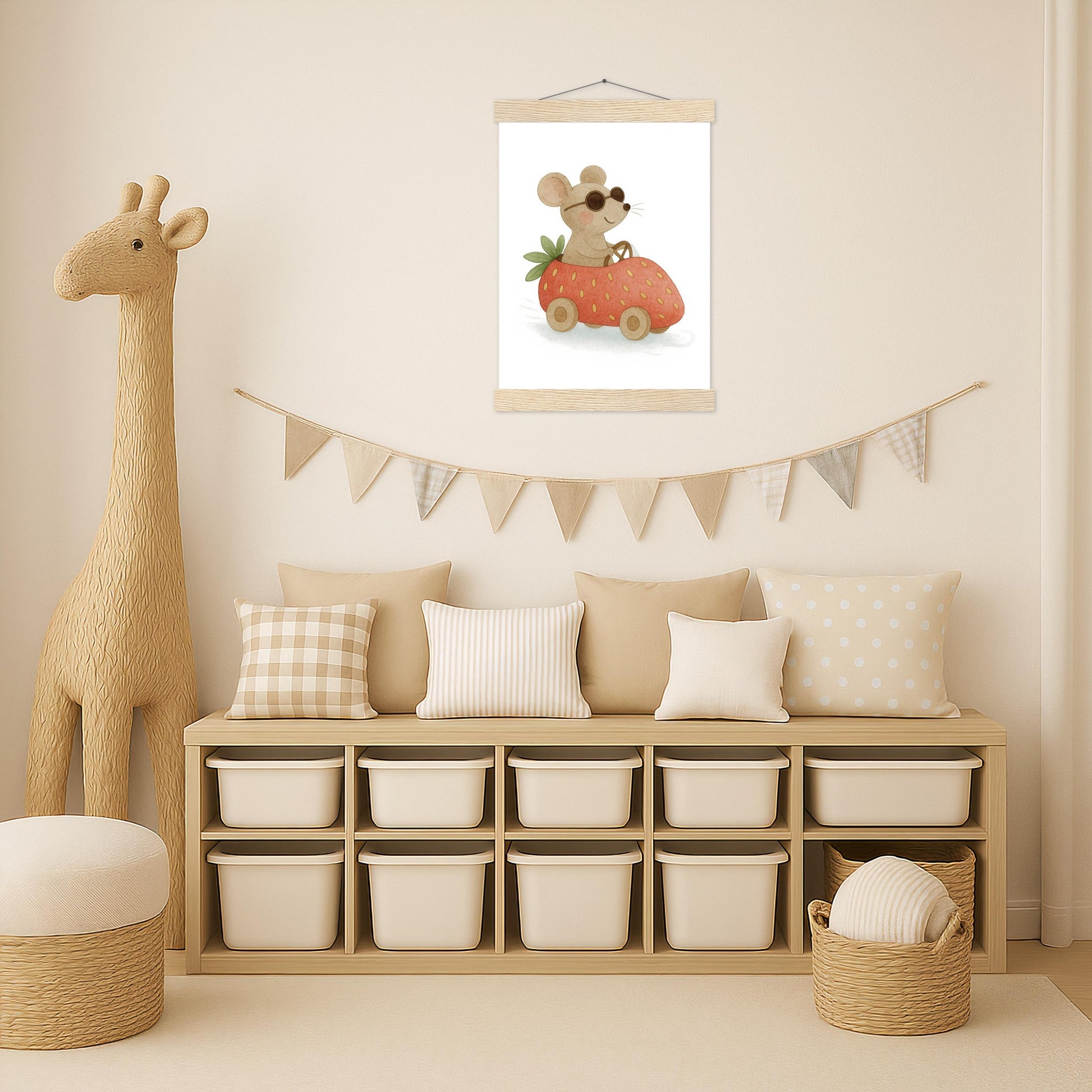 Mimi die Maus - Motiv: "Erdbeerwagen" Poster mit Leisten von tinylearner