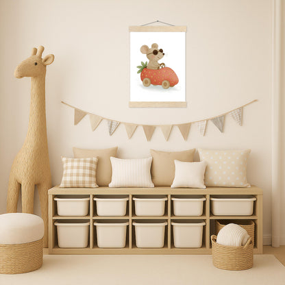 Mimi die Maus - Motiv: "Erdbeerwagen" Poster mit Leisten von tinylearner