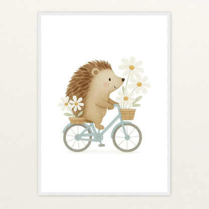 Iggi der Igel - Motiv: "Frühling" Poster mit Holzrahmen von tinylearner