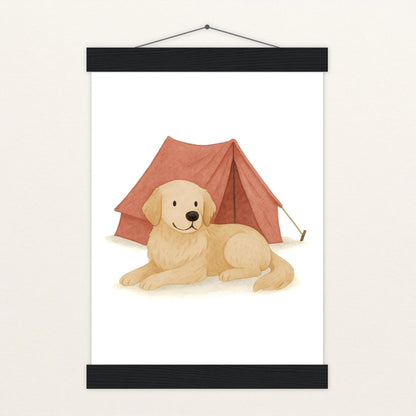 Hugo der Hund - Motiv: "Zelt" Poster mit Leisten von tinylearner