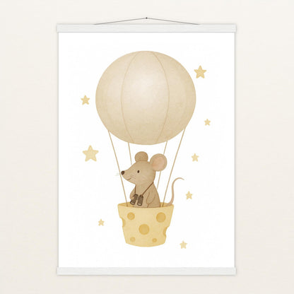Mimi die Maus - Motiv: "Heißluftballon" Poster mit Leisten von tinylearner