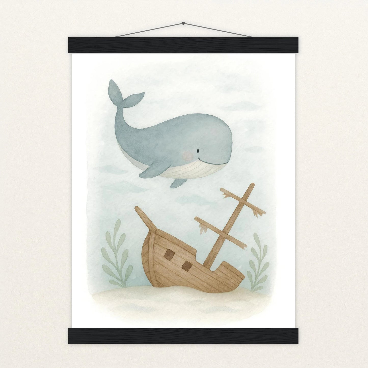 Willi der Wal - Motiv: "Schiffswrack" Poster mit Leisten von tinylearner