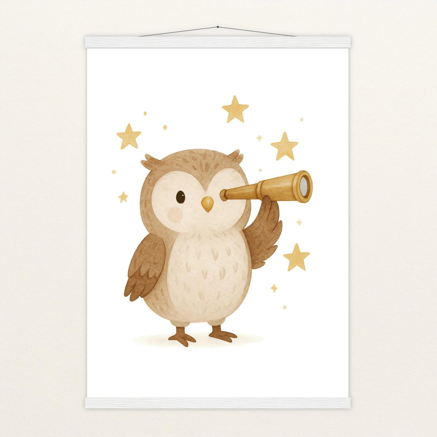 Emmi die Eule - Motiv: "Fernglas" Poster mit Leisten von tinylearner
