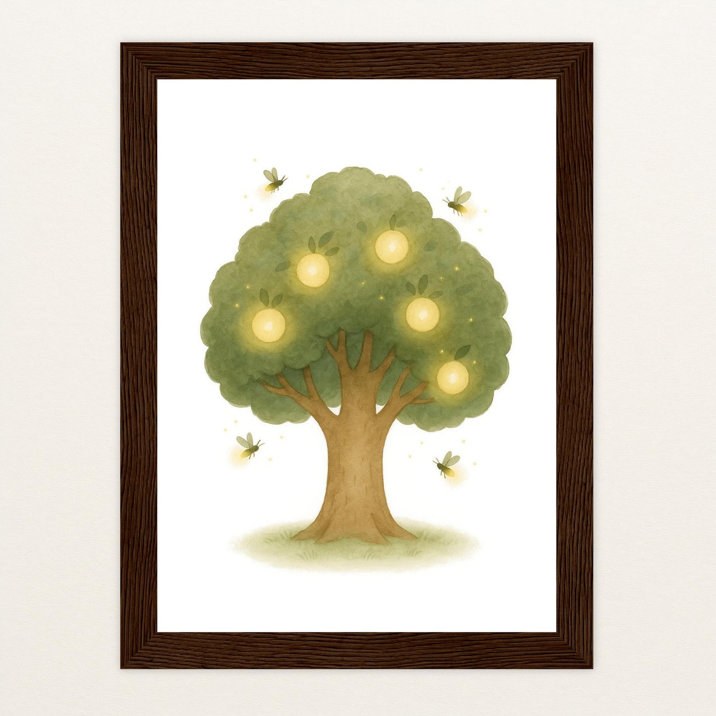 Leuchtbaum Poster mit Holzrahmen von tinylearner