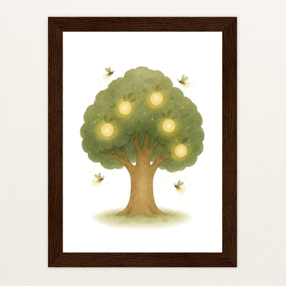 Leuchtbaum Poster mit Holzrahmen von tinylearner