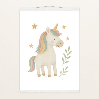 Luni das Einhorn Poster mit Leisten von tinylearner