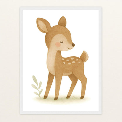Ria das Reh Poster mit Holzrahmen von tinylearner