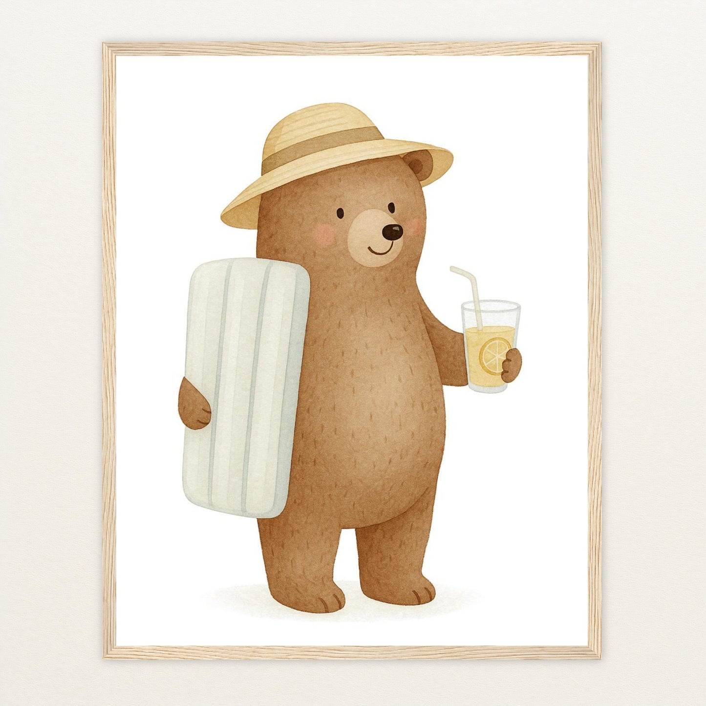 Balu der Bär - Motiv: "Strandtag" Poster mit Holzrahmen von tinylearner