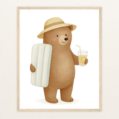Balu der Bär - Motiv: "Strandtag" Poster mit Holzrahmen von tinylearner