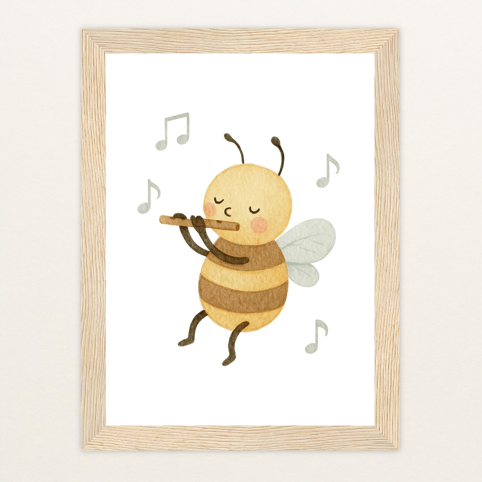 Bibi die Biene - Motiv: "Flöte" Poster mit Holzrahmen von tinylearner